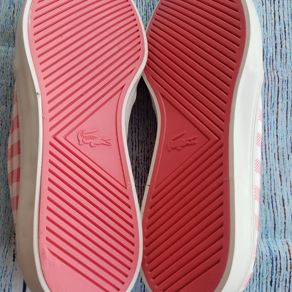 Lacoste Woman's Gazon Pink Gingham Slip-on Canvas - Picture 8 of 8